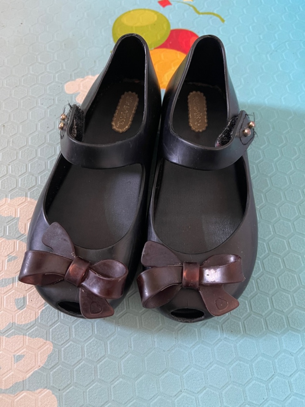 Mini Melissa Girls Black Mary Jane Bow Shoes